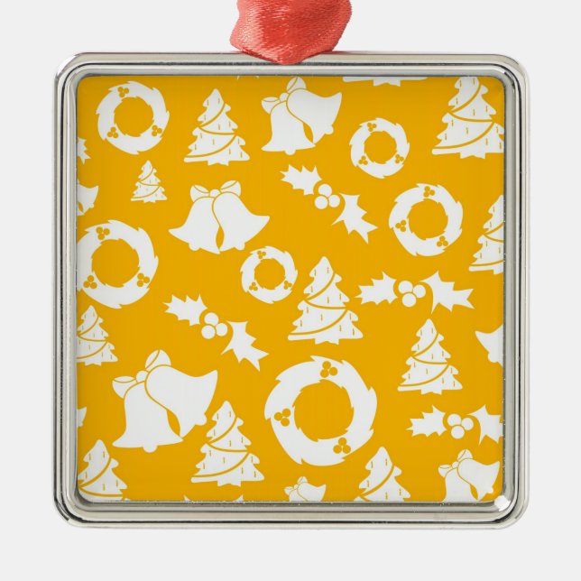 Yellow Christmas Pattern Ornament Aus Metall (Vorne)