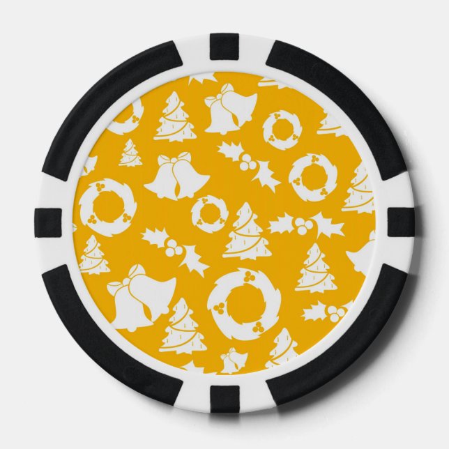 Yellow Christmas Pattern Pokerchips (Vorderseite)