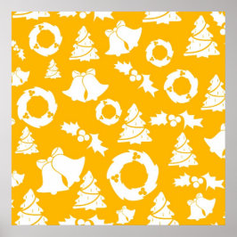 Yellow Christmas Pattern Poster