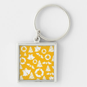 Yellow Christmas Pattern Schlüsselanhänger