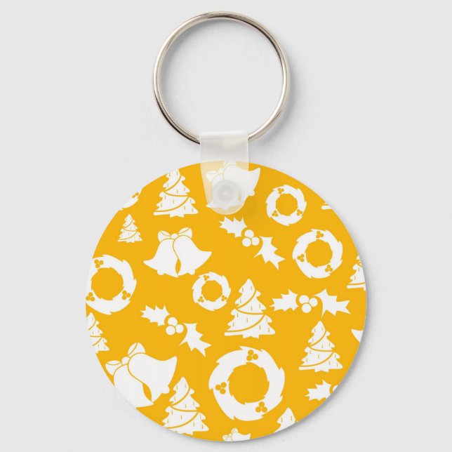 Yellow Christmas Pattern Schlüsselanhänger (Vorderseite)