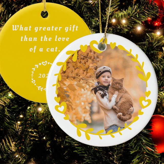 Yellow Christmas Pet Foto Ornament (Von Creator hochgeladen)