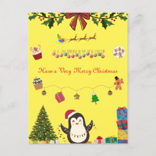 Yellow Christmas Postcard Postkarte