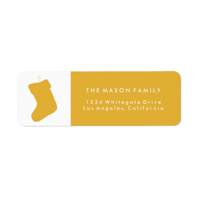 Yellow Christmas Strumpf Holiday Address Labels (Vorne)