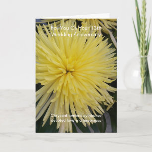 Yellow Chrysanthemum 13. Hochzeitstag Karte