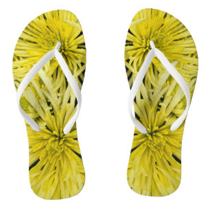 Yellow Chrysanthemum Floral Flip Flops