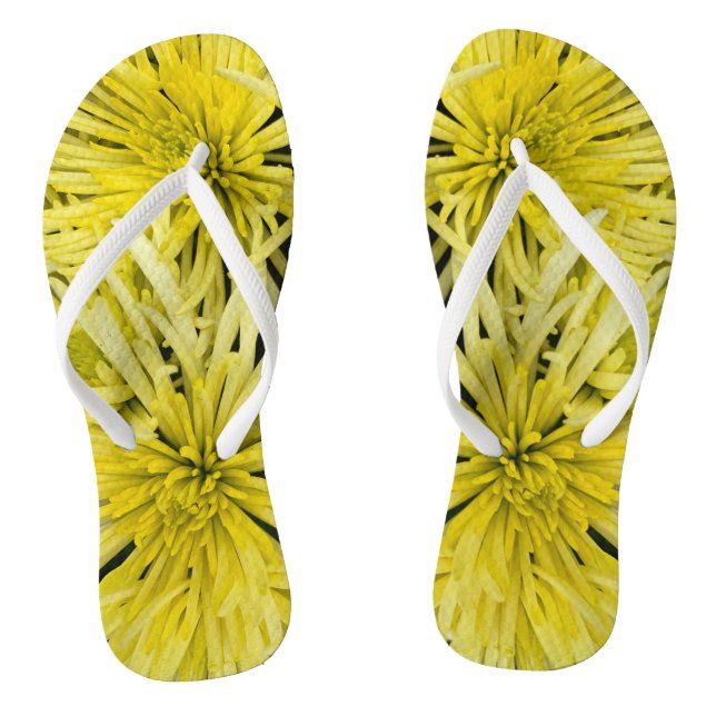 Yellow Chrysanthemum Floral Flip Flops (Fußbett)