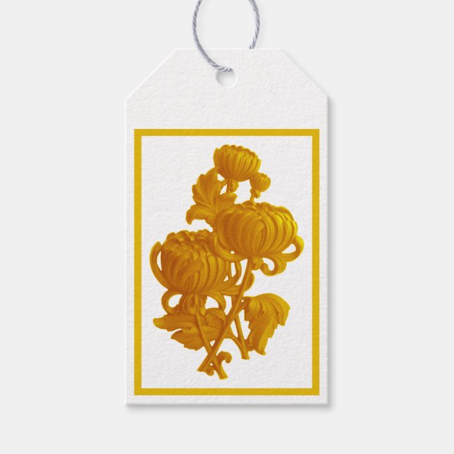 Yellow Chrysanthemum Geschenkanhänger (Vorderseite)