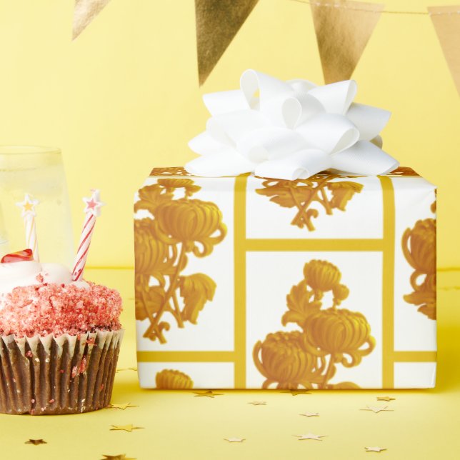 Yellow Chrysanthemum Geschenkpapier (Geburtstagsparty)