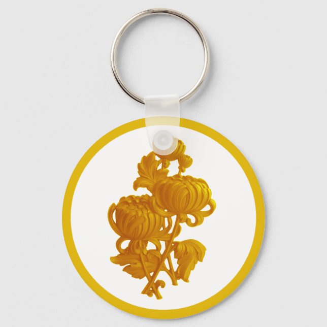 Yellow Chrysanthemum Schlüsselanhänger (Vorderseite)