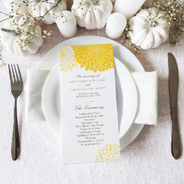 Yellow Chrysanthemum Wedding Program Rack Cards Programm