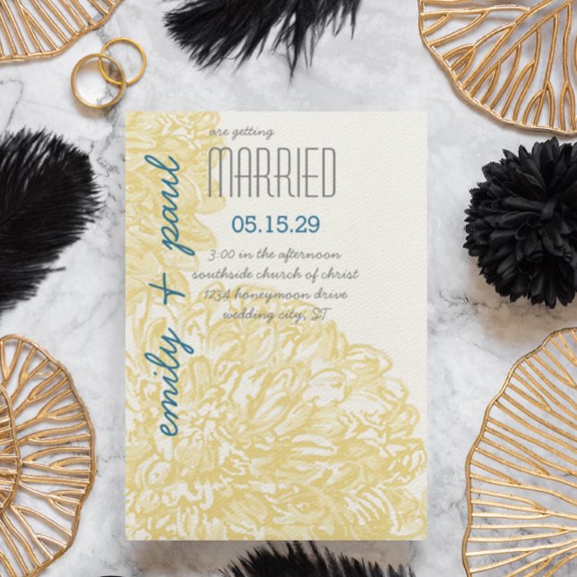 Yellow Chrysanthumum Wedding Einladung (Von Creator hochgeladen)