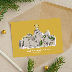 Yellow City Skyline Corporate Weihnachtskarte Feiertagskarte