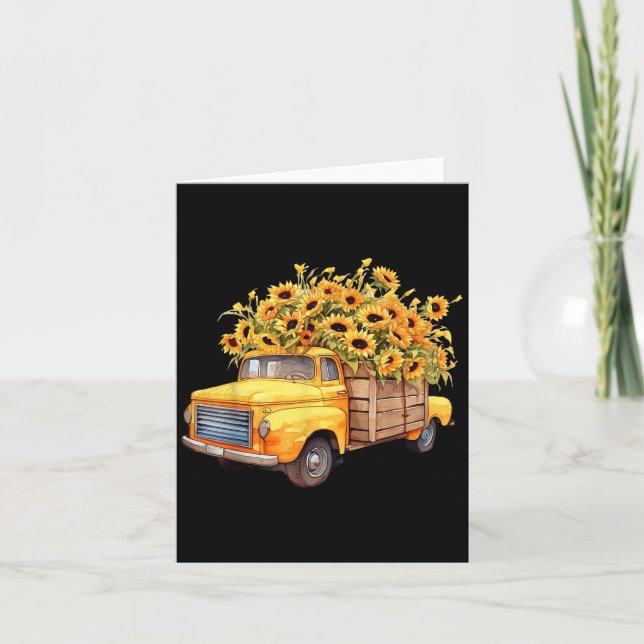 Yellow Ckup Truck Sunflower Autumn Halloween Thank Karte (Vorderseite)