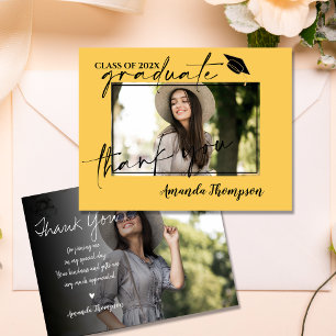 Yellow Class of 2025 Abschluss Foto Vielen Dank Postkarte