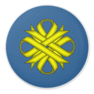 Yellow Clover Ribbon von Kenneth Yoncich Keramikknauf