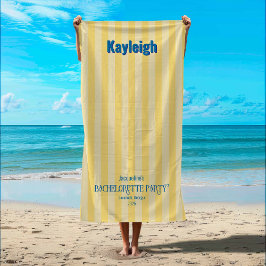 Yellow Coastal Strip Bachelorette Strandtuch