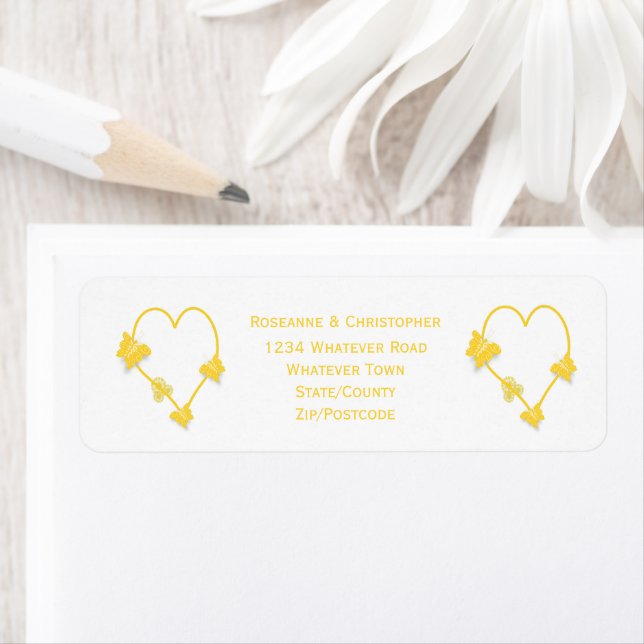 Yellow Colored Butterfly Heart Design Wedding (Insitu)