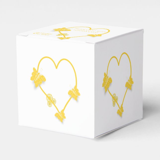 Yellow Colored Butterfly Heart Design Wedding Geschenkschachtel (Vorderseite)