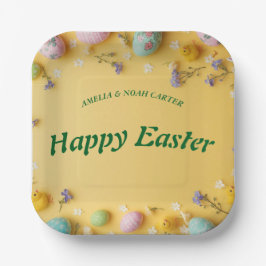 Yellow colorful Easter BRUNCH & HUNT Pappteller