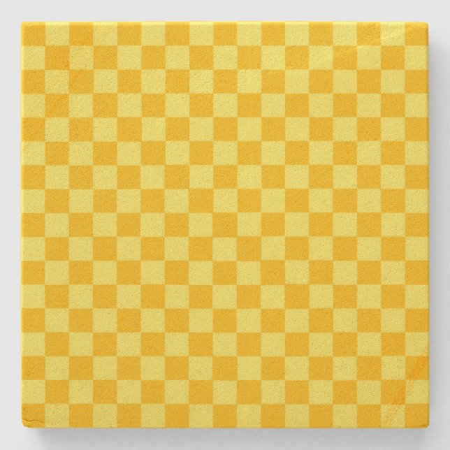Yellow Combination Checkerboard von ShirleyTaylor Steinuntersetzer (Vorderseite)
