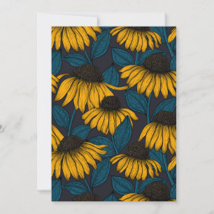 Yellow coneflowers on dark blue