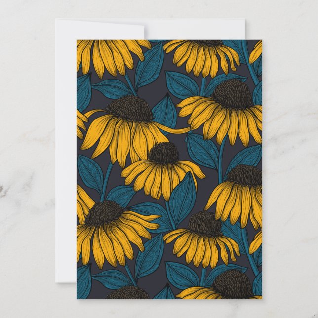 Yellow coneflowers on dark blue (Vorderseite)