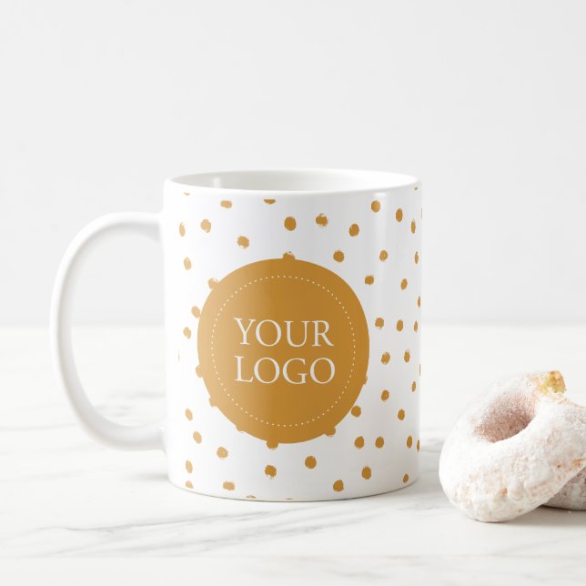 Yellow Confetti Minimal Business Logo Custom Kaffeetasse (Mit Donut)