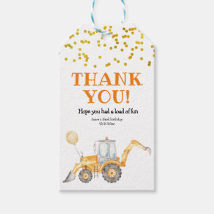 Yellow Construction Truck Vielen Dank Tag Geschenkanhänger