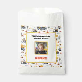 Yellow Construction Trucks Boy Birthday Thank You  Geschenktütchen