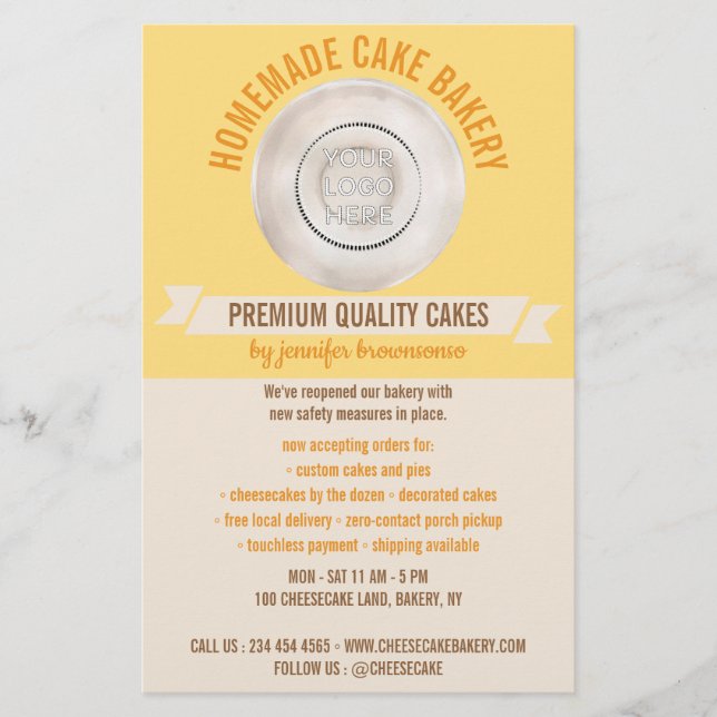 Yellow Cooking Custom Logo Bakery Flyer (Vorne)
