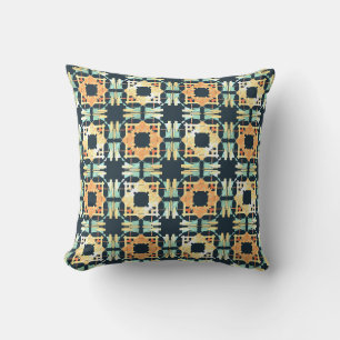 Yellow Coral Mint Navy Südwest Look Small Tiles Kissen