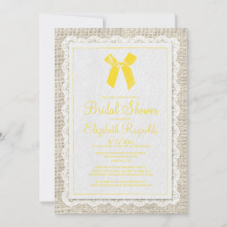 Yellow Country Burlap Bridal Dusche Einladungen
