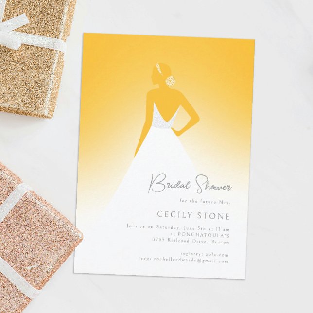 Yellow Couture Wedding Dress Brautparty Einladung (Von Creator hochgeladen)