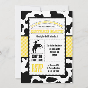 Yellow Cowhide Cowboy Einladung zum Geburtstag