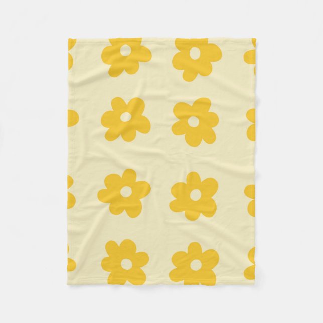 Yellow Cream Tropical Floral Botanic Summer Fleecedecke (Vorderseite)