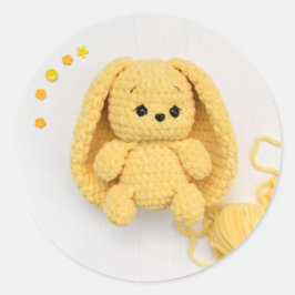 Yellow Crochet Bunny – Cozy Handmade Runder Aufkleber