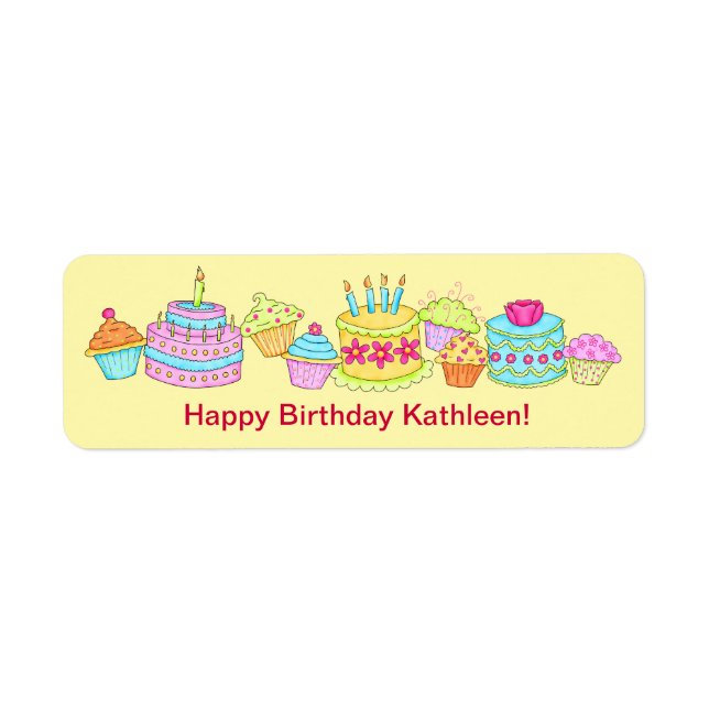 Yellow Cupcakes/Cake Happy Birthday Personalisiert (Vorne)