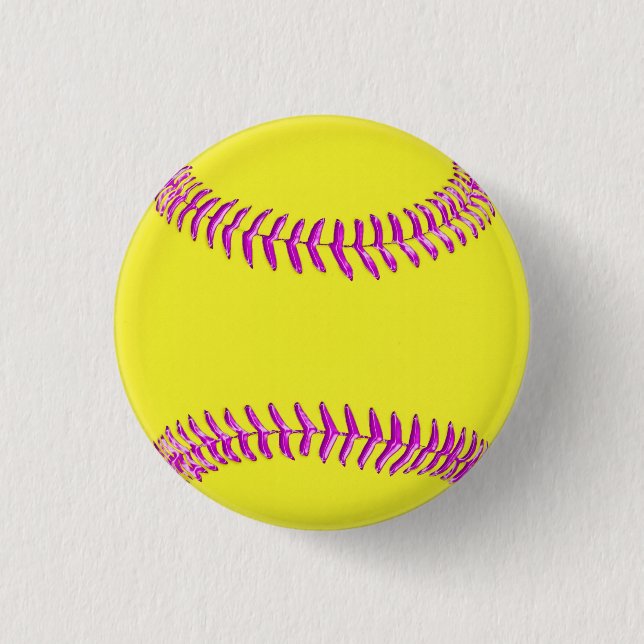 Yellow Custom Softball Buttons Brillenrosa Threads (Vorderseite)
