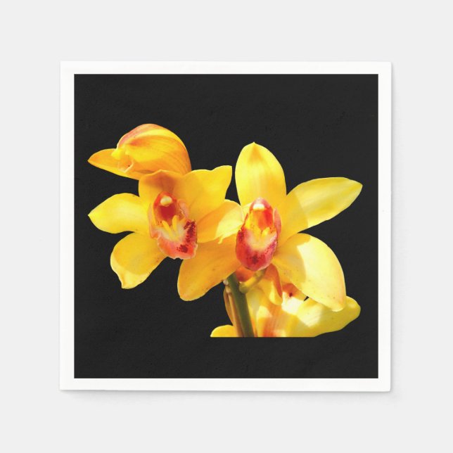 Yellow Cymbidium Orchid Paper Napkins Serviette (Vorderseite)