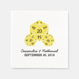 Yellow D20 Dice Wedding Paper Napkins Serviette