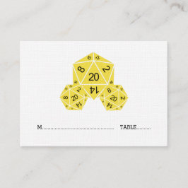 Yellow D20 Dice Wedding Platzkarte