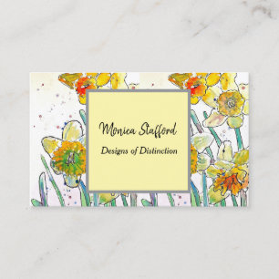 Yellow Daffodial Blume Watercolor Business Card Visitenkarte