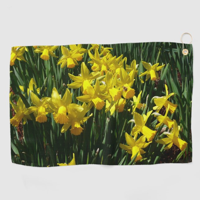 Yellow Daffodien I Cheery Spring Blumen Golfhandtuch (Horizontal)