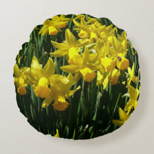 Yellow Daffodien I Cheery Spring Blumen Rundes Kissen