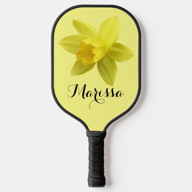 Yellow Daffodil Bloom Script Name Pickleball Schläger (Vorderseite)