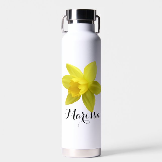Yellow Daffodil Bloom Script Name Trinkflasche (Vorne)