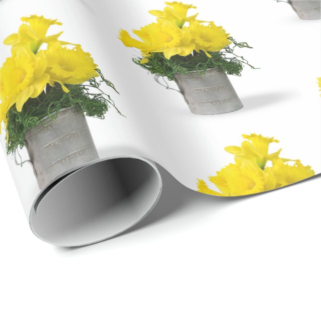 Yellow Daffodil Bouquet im Tin Cup Geschenkpapier (Rolleneckpunkt)