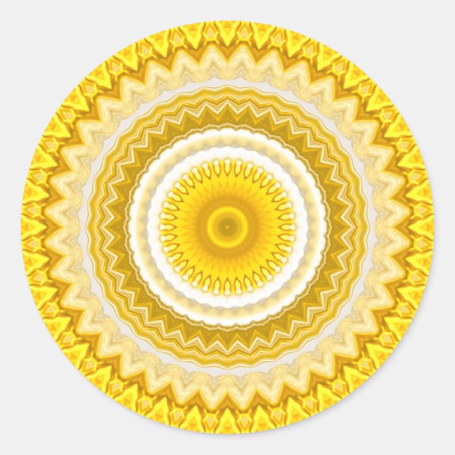 Yellow Daffodil Mandala Pattern Runder Aufkleber (Vorderseite)