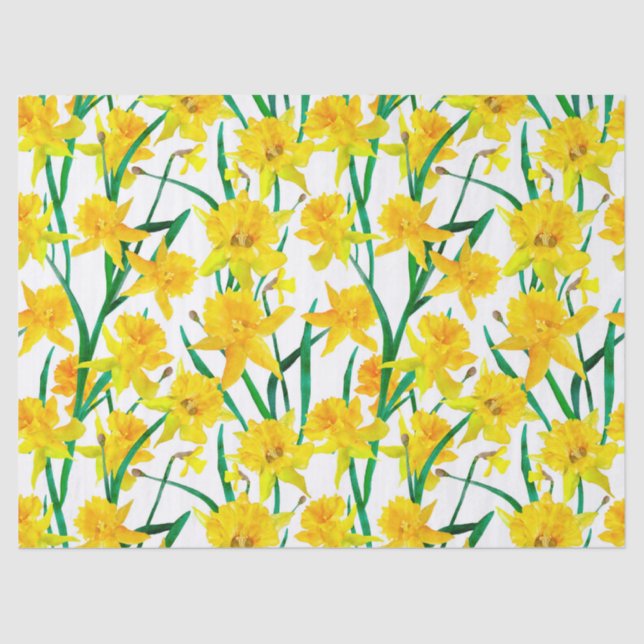 Yellow Daffodil Pattern Seidenpapier (Vorderseite)